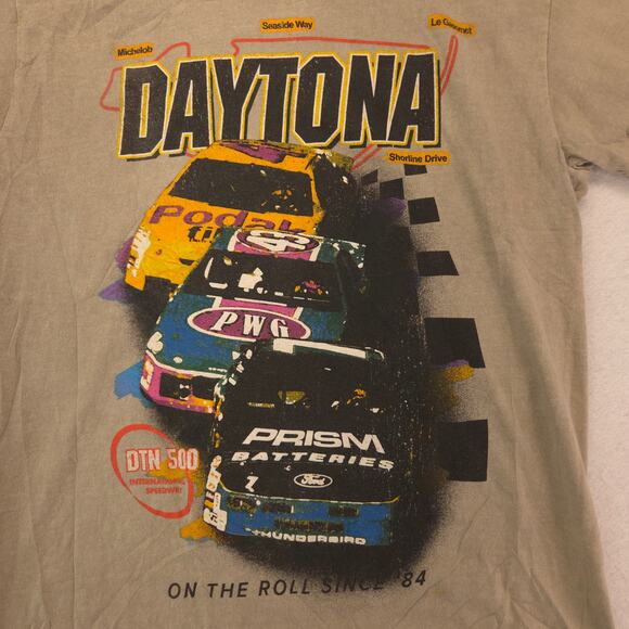 PacSun Daytona Crew Neck Short Sleeve Striped T Shirt Mens Size Small S Tan - Picture 4 of 9